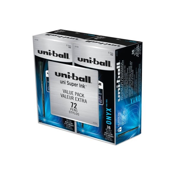 Sanford uni-ball ONYX Rollerball Pen, 0.7 mm, Fine, Blue Ink, 72/PK 2013568 - main